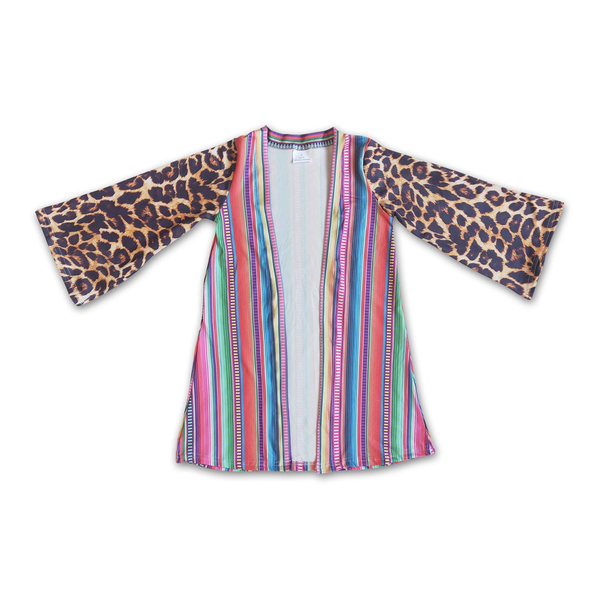 Girl Leopard Serape Striped Cardigan