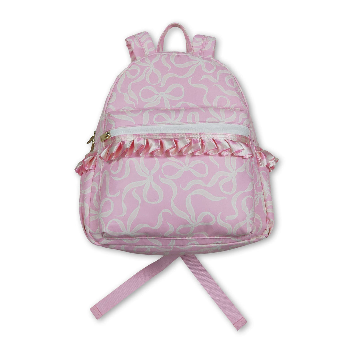 Light pink bow ruffle toddler girls backpack