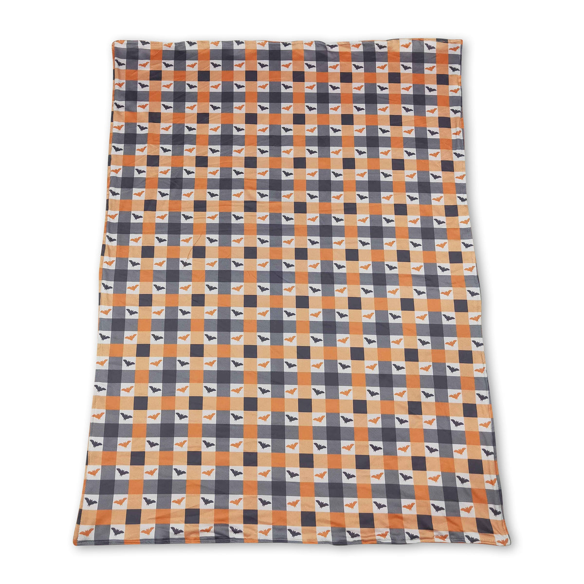 Orange plaid bat baby kids Halloween blanket