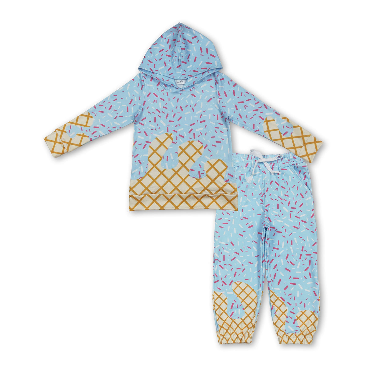 Light blue ice cream sprinkle hoodie pants kids boys outfits