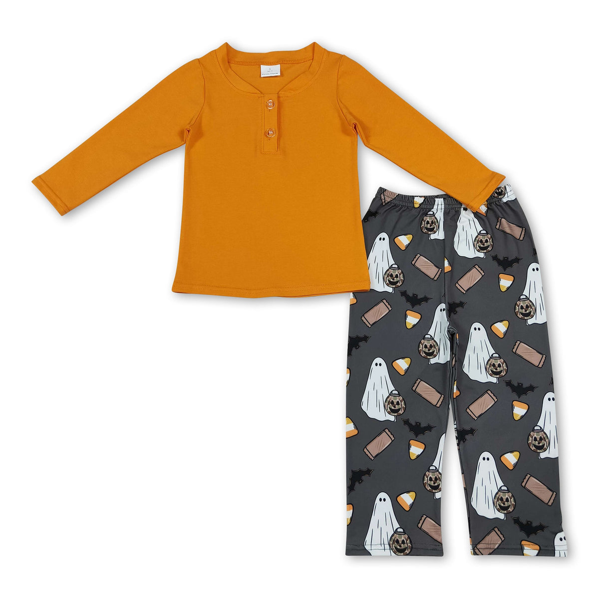 Cotton top ghost candy corn pants boys Halloween set