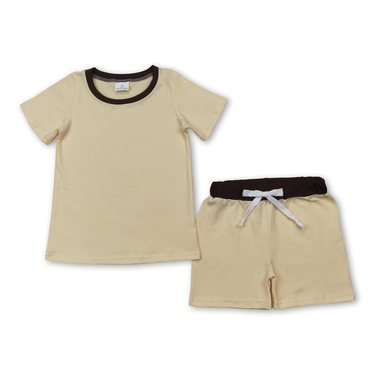 Beige short sleeves top shorts baby kids outfits