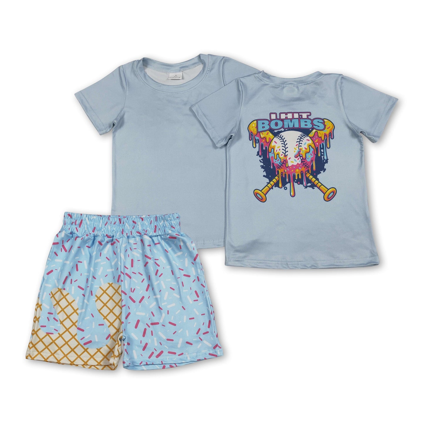 Baseball top ice cream sprinkle shorts boys clothes