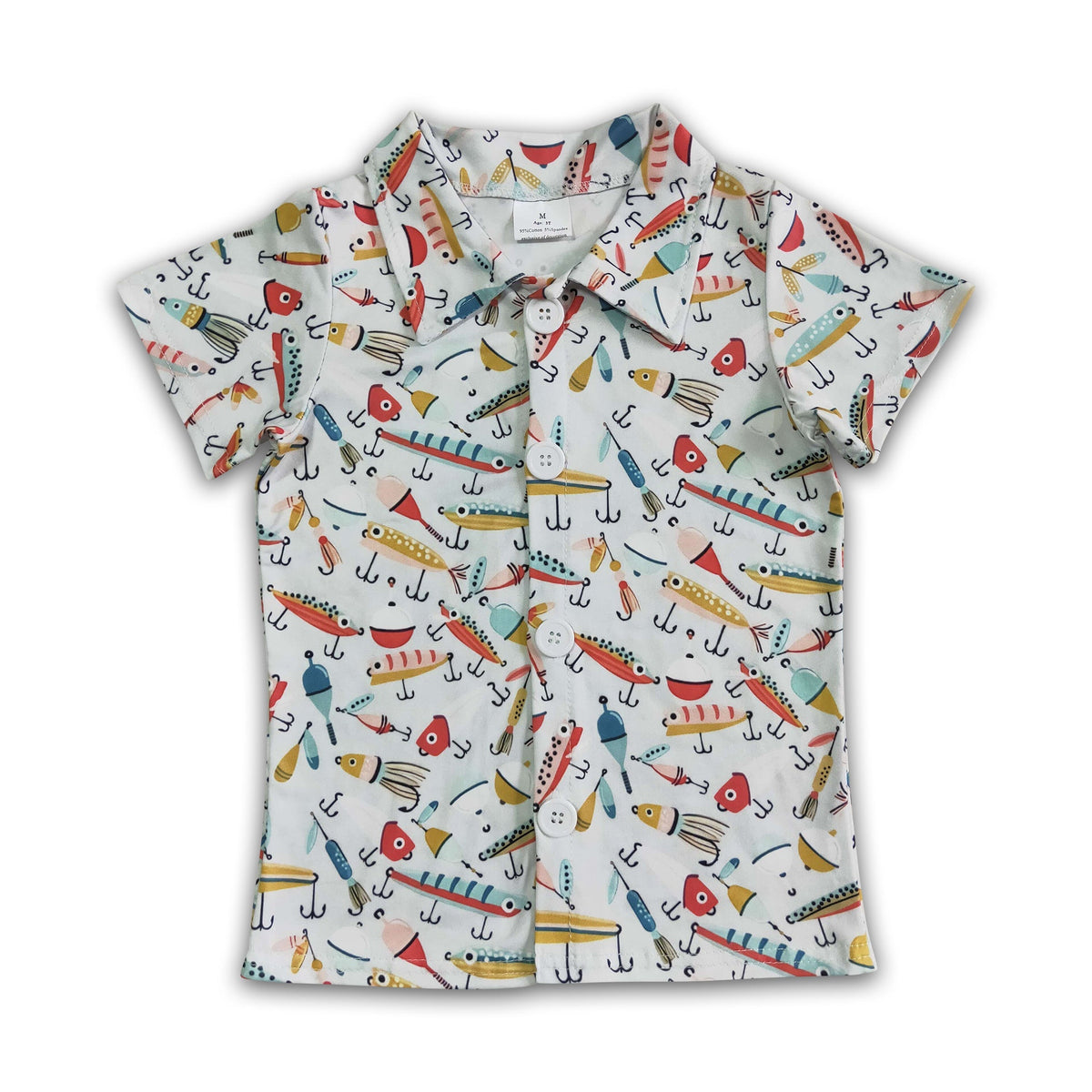 Fishing print baby boy boutique polo shirt