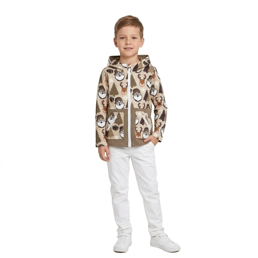Camo Christmas hat santa kids hooded jacket