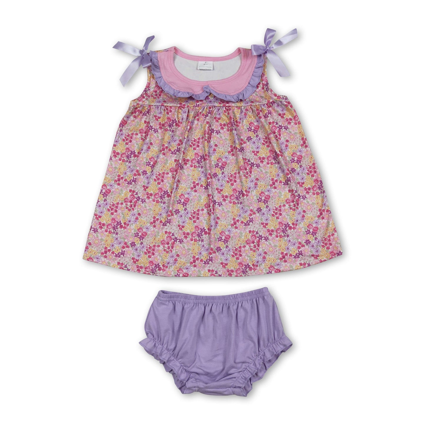 Sleeveless floral tunic bummies baby girls summer clothes