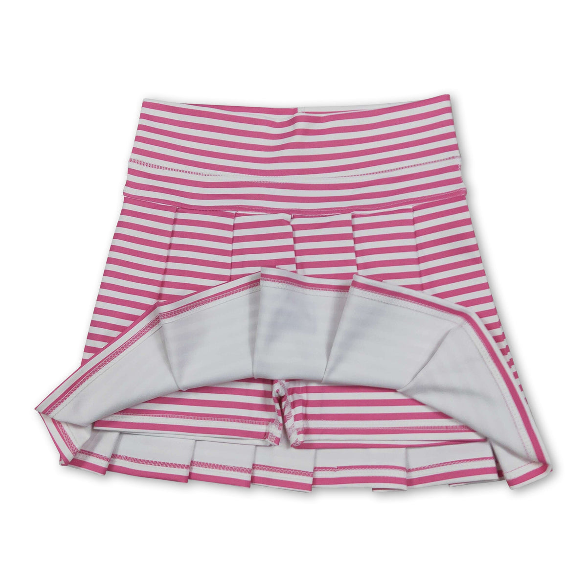 Pink stripe kids girls summer active pleated skirt
