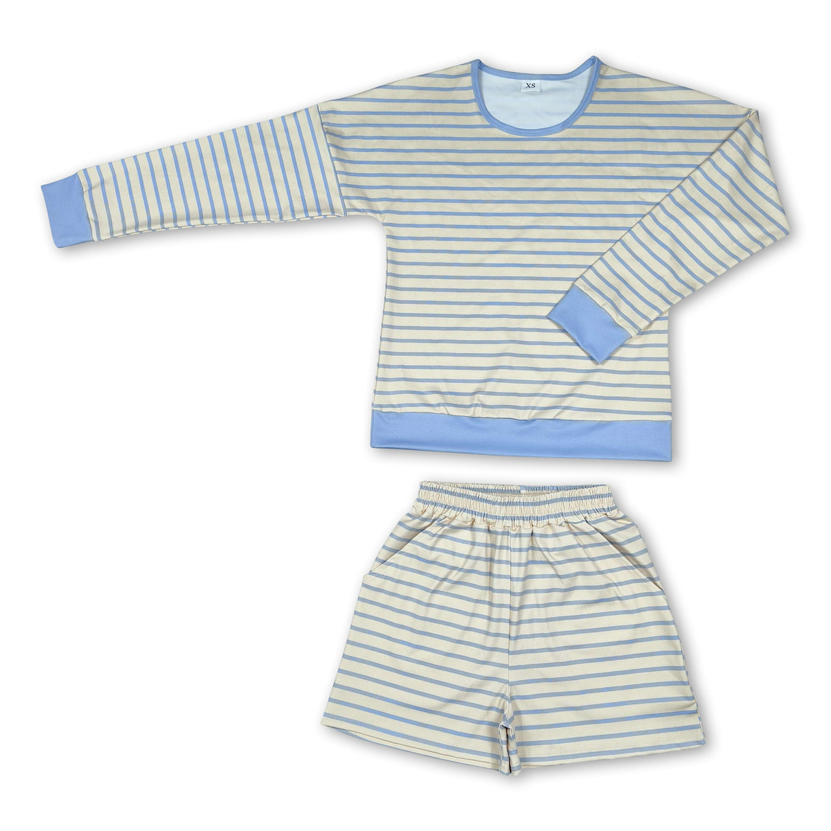 Yellow stripe top shorts adult women active wear set