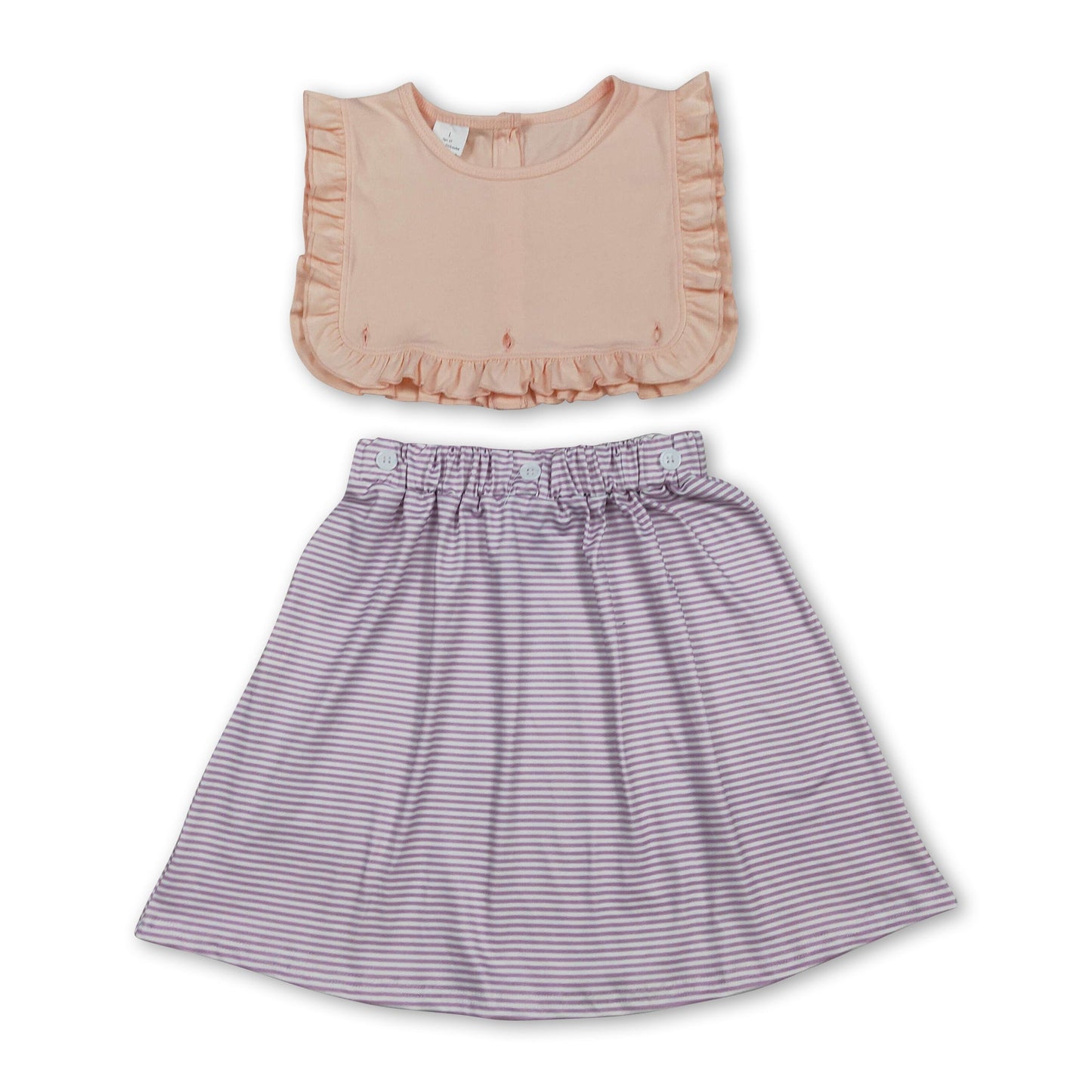Sleeveless ruffle stripe kids girls summer dresses
