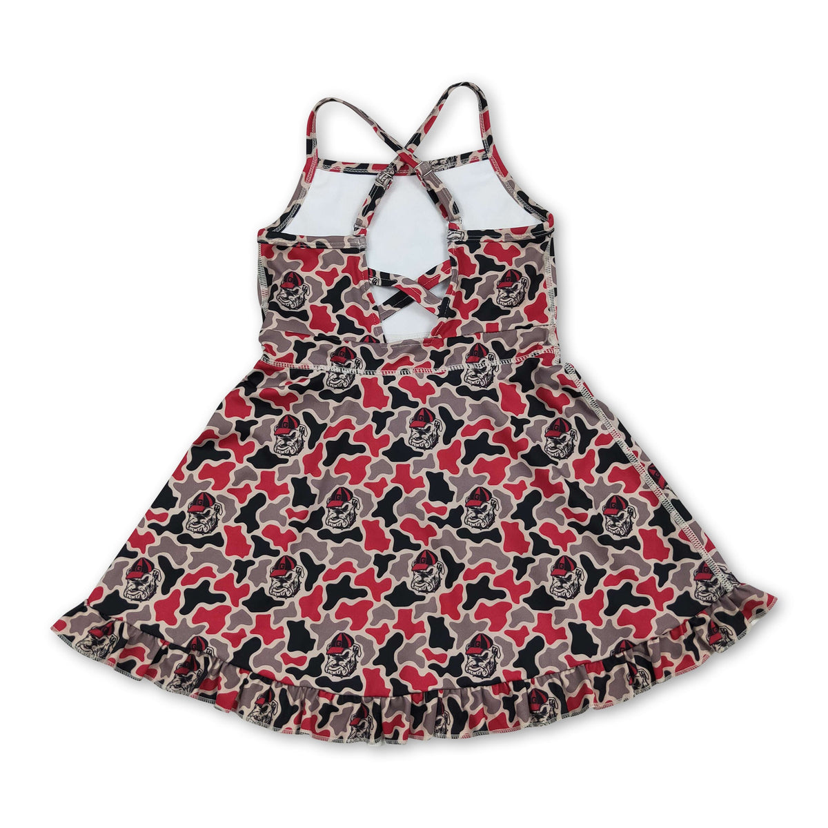 Straps camo dog kids girls team athletic dresses
