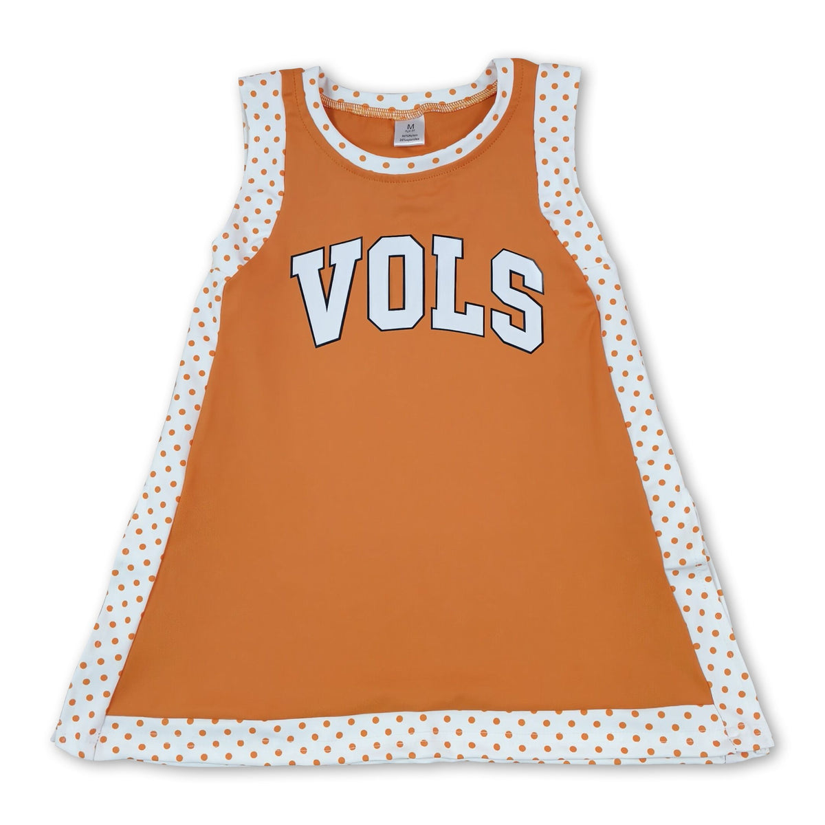 Sleeveless orange polka dots vinyl girls team active tunic