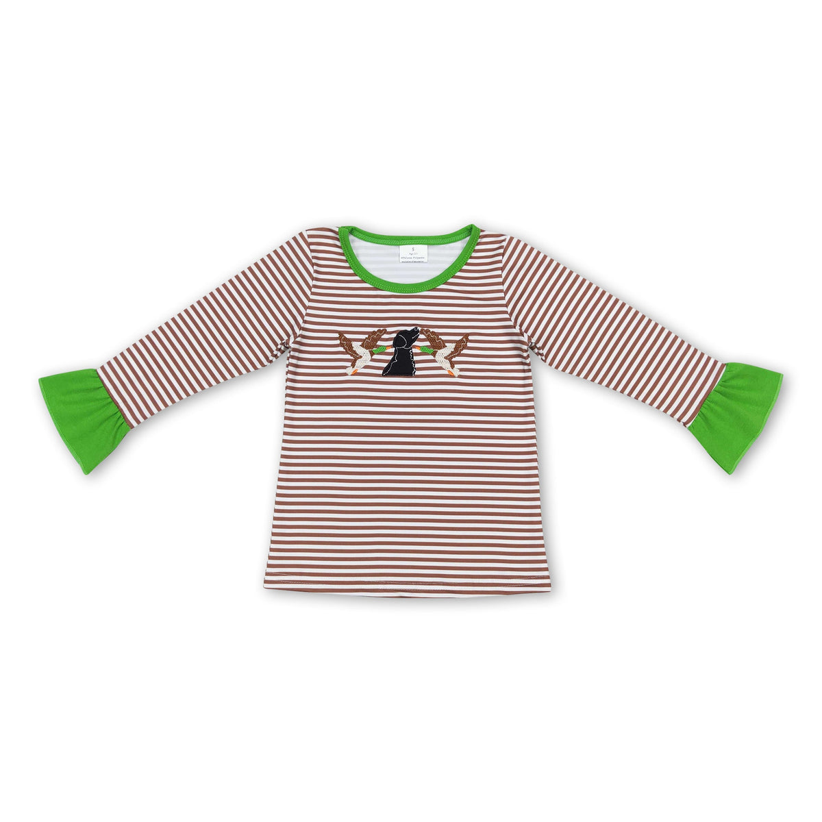 Brown stripe long sleeves duck dog girls hunting shirt