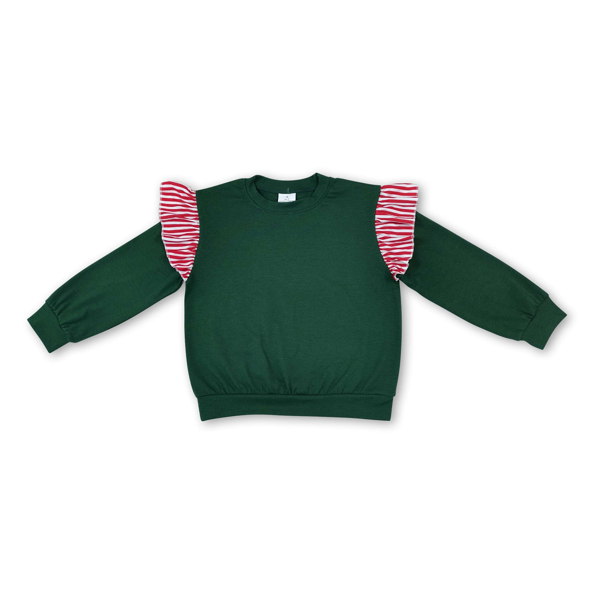Dark green cotton kids girls Christmas top