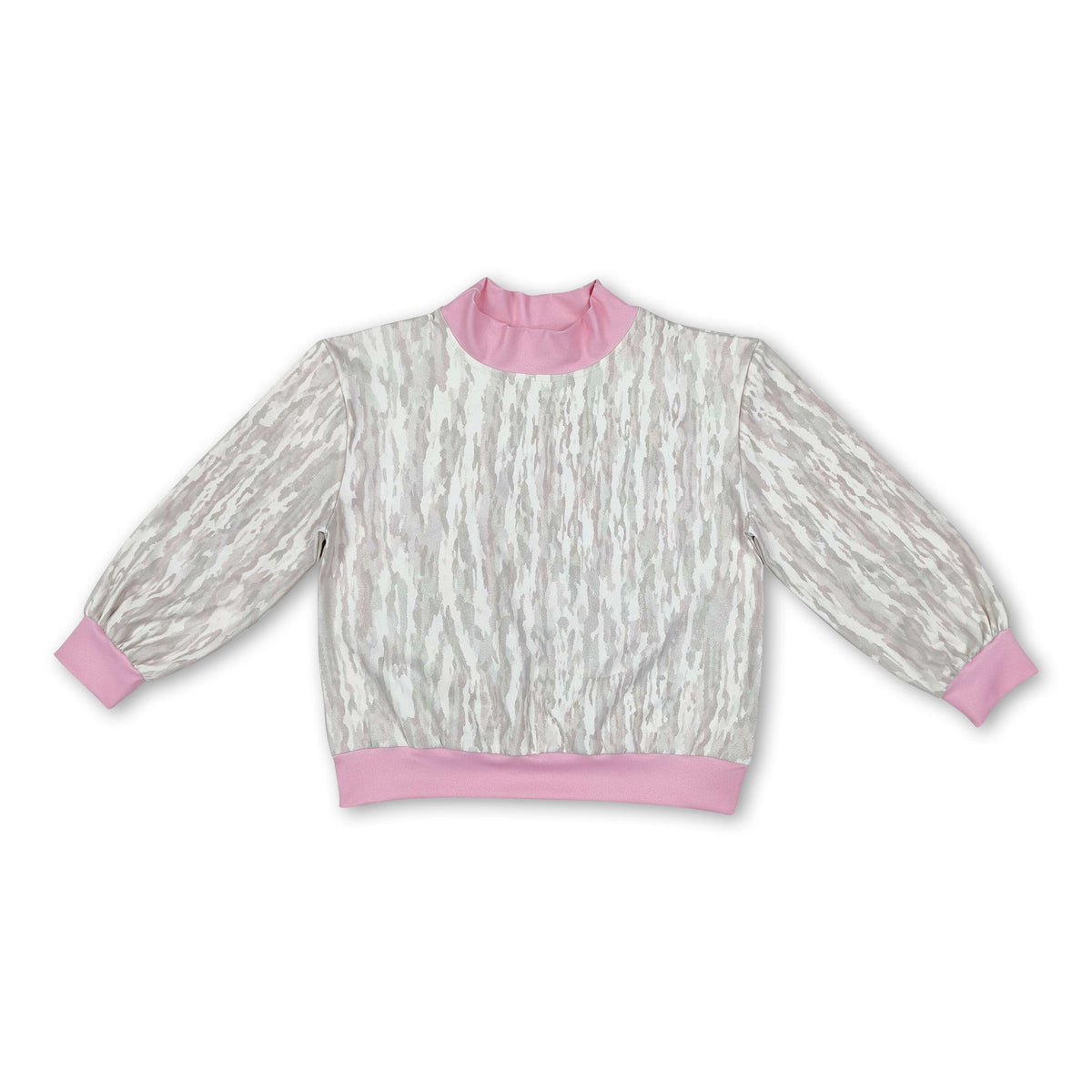 Pink long sleeves camo mock neck kids girls active top