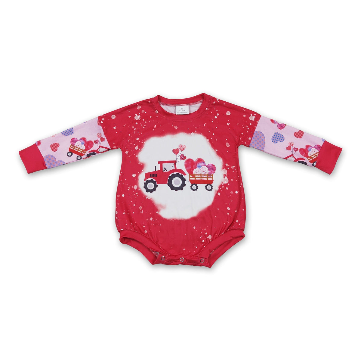 Heart truck long sleeves baby girls Valentine's romper