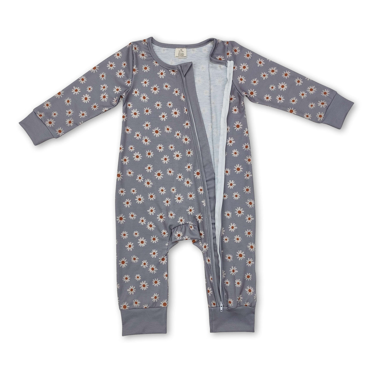 Long sleeves daisy baby girls zipper sleeper