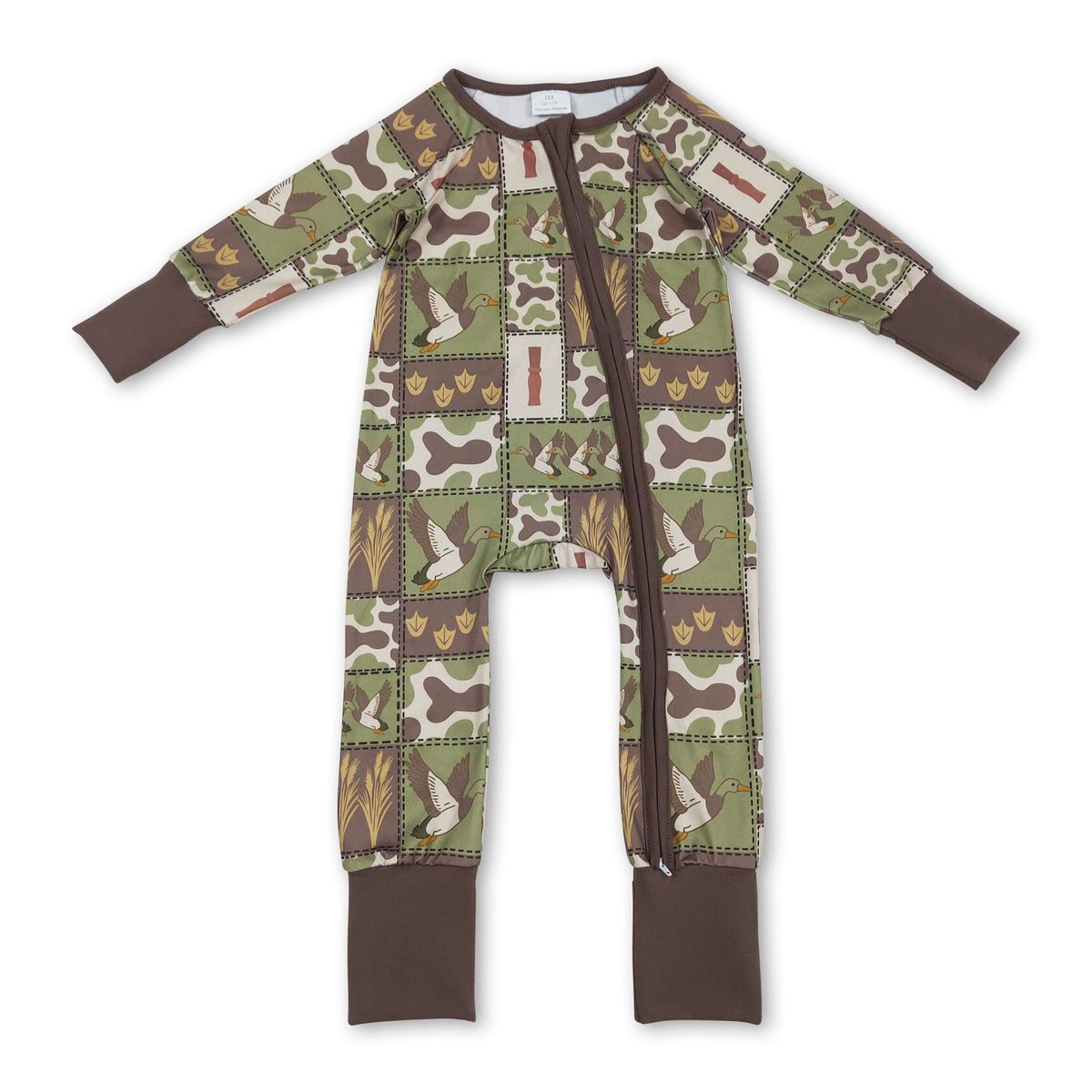 Long sleeves duck camo baby kids zipper romper