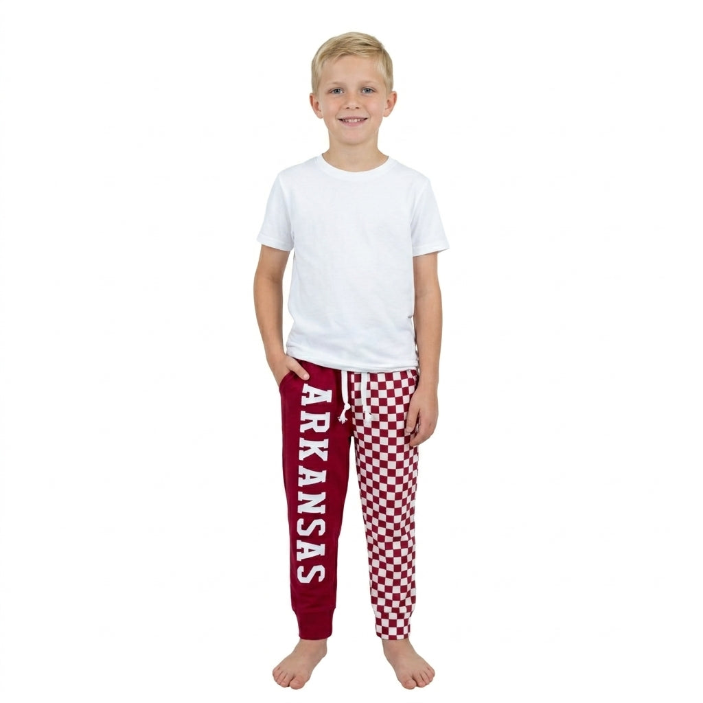 Plaid patchwork pockets kids boys team pants