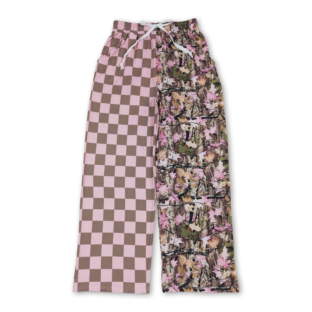 Pink plaid camo adult women fall pants
