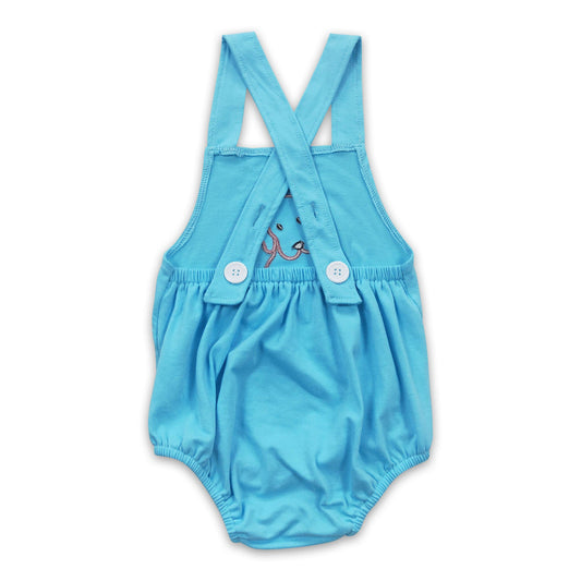 Blue dog embroidery cute baby boy romper