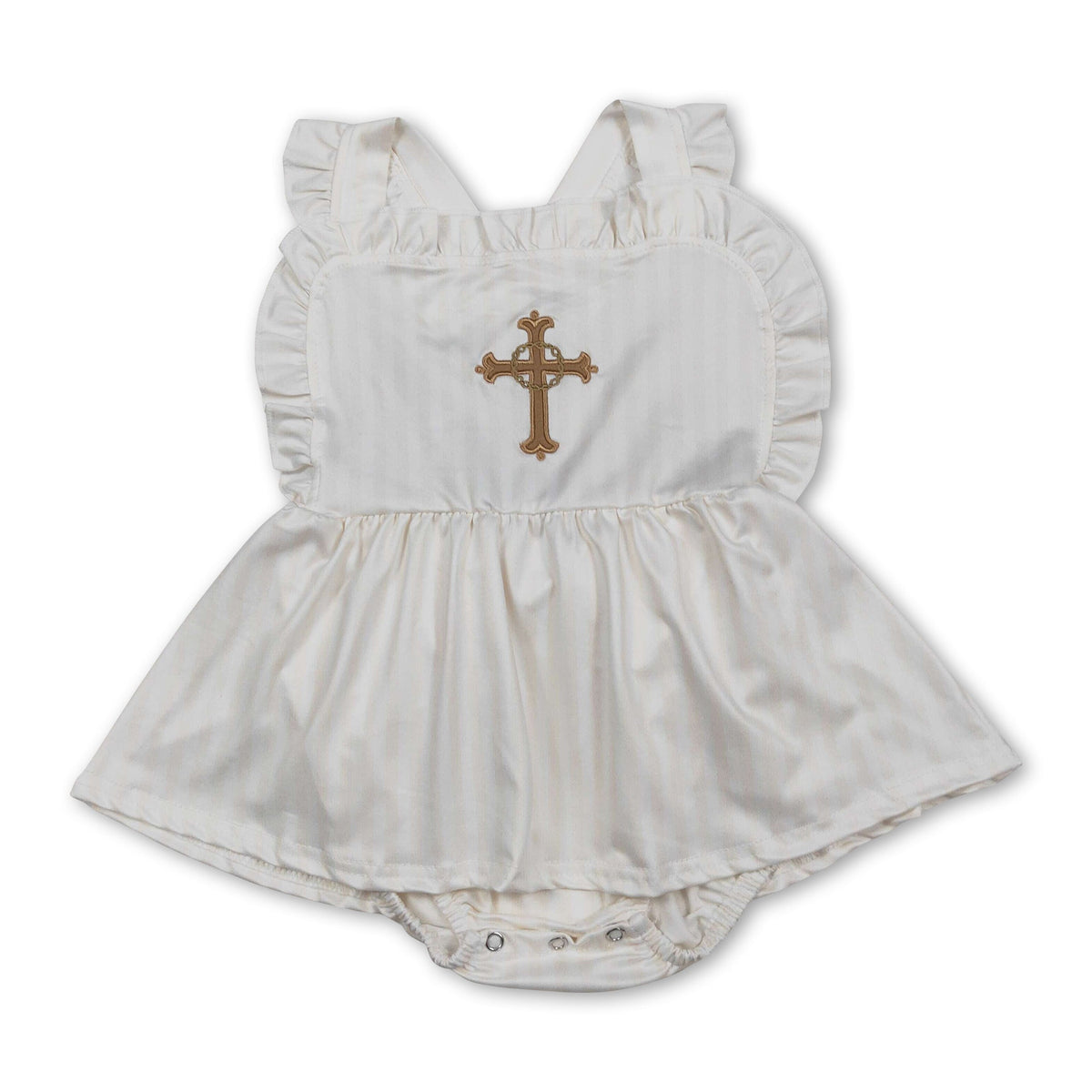 Ruffle stripe cross baby girls Easter romper