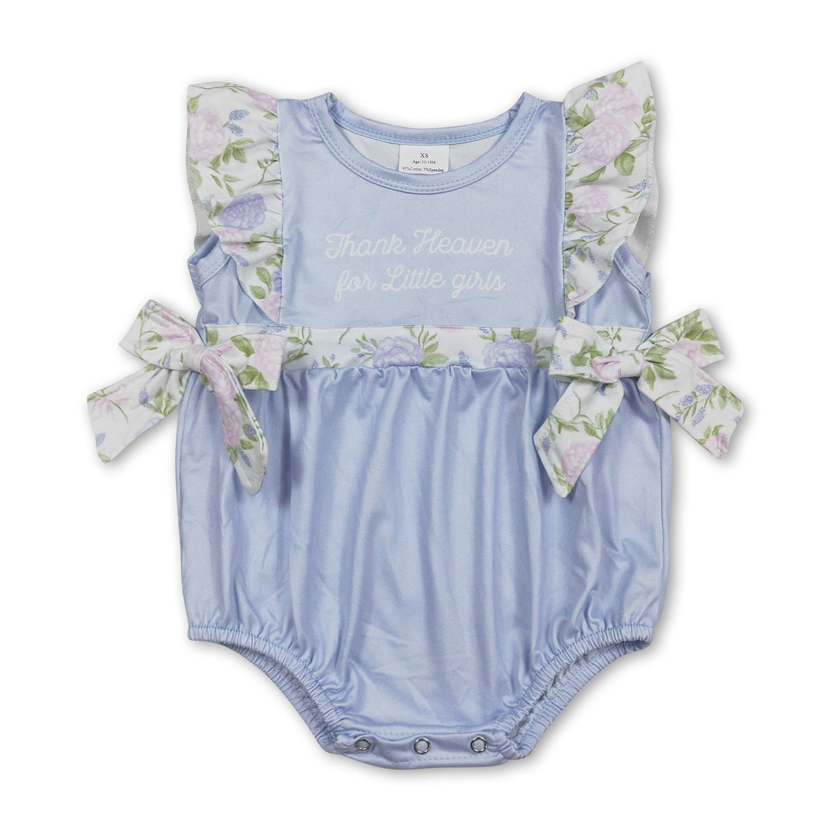 Thank heaven for little girls floral bow baby romper