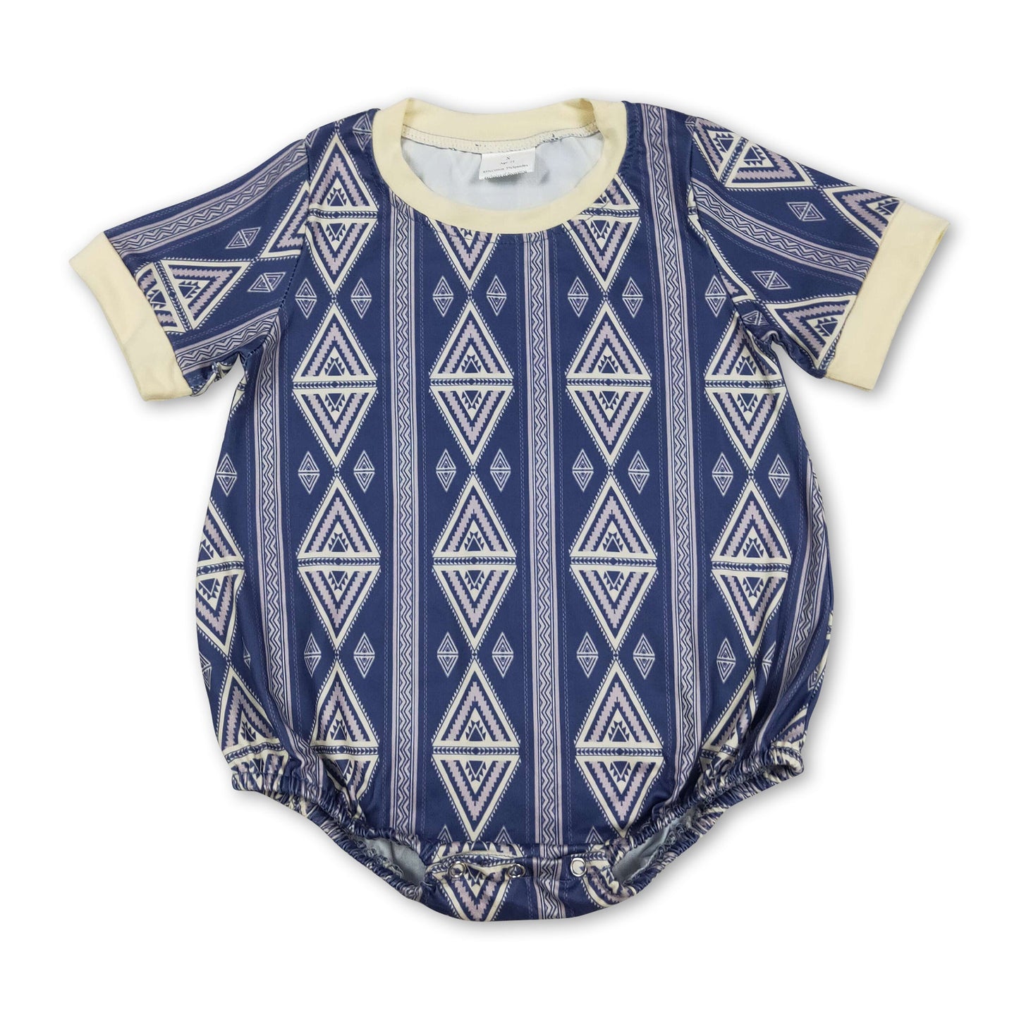 Short sleeves blue aztec baby boy western romper