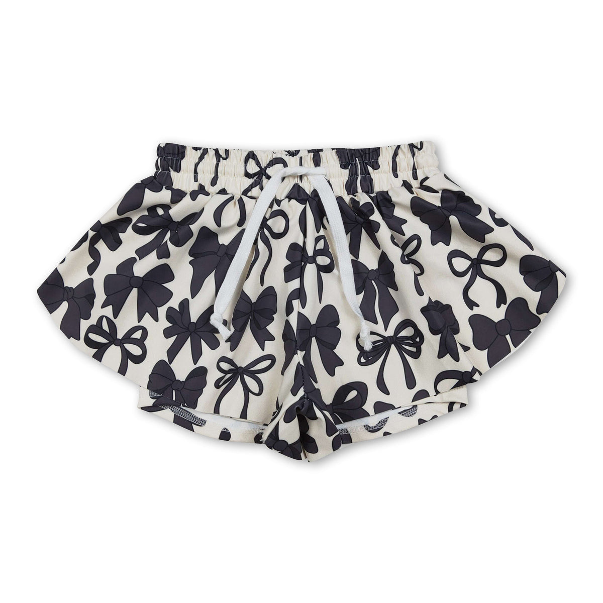 Black bow kids girls summer active shorts