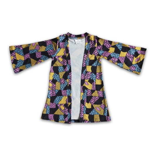 Girl Long Sleeve Patchwork Halloween Cardigan