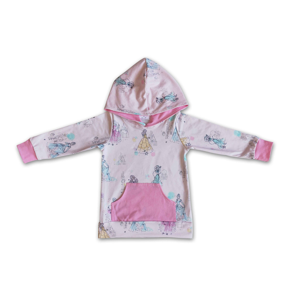 Pink princess long sleeve baby girls hoodie