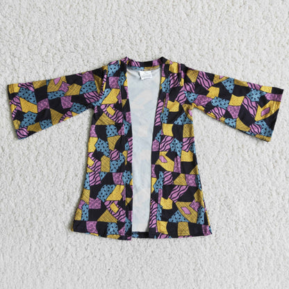 Girl Long Sleeve Patchwork Halloween Cardigan