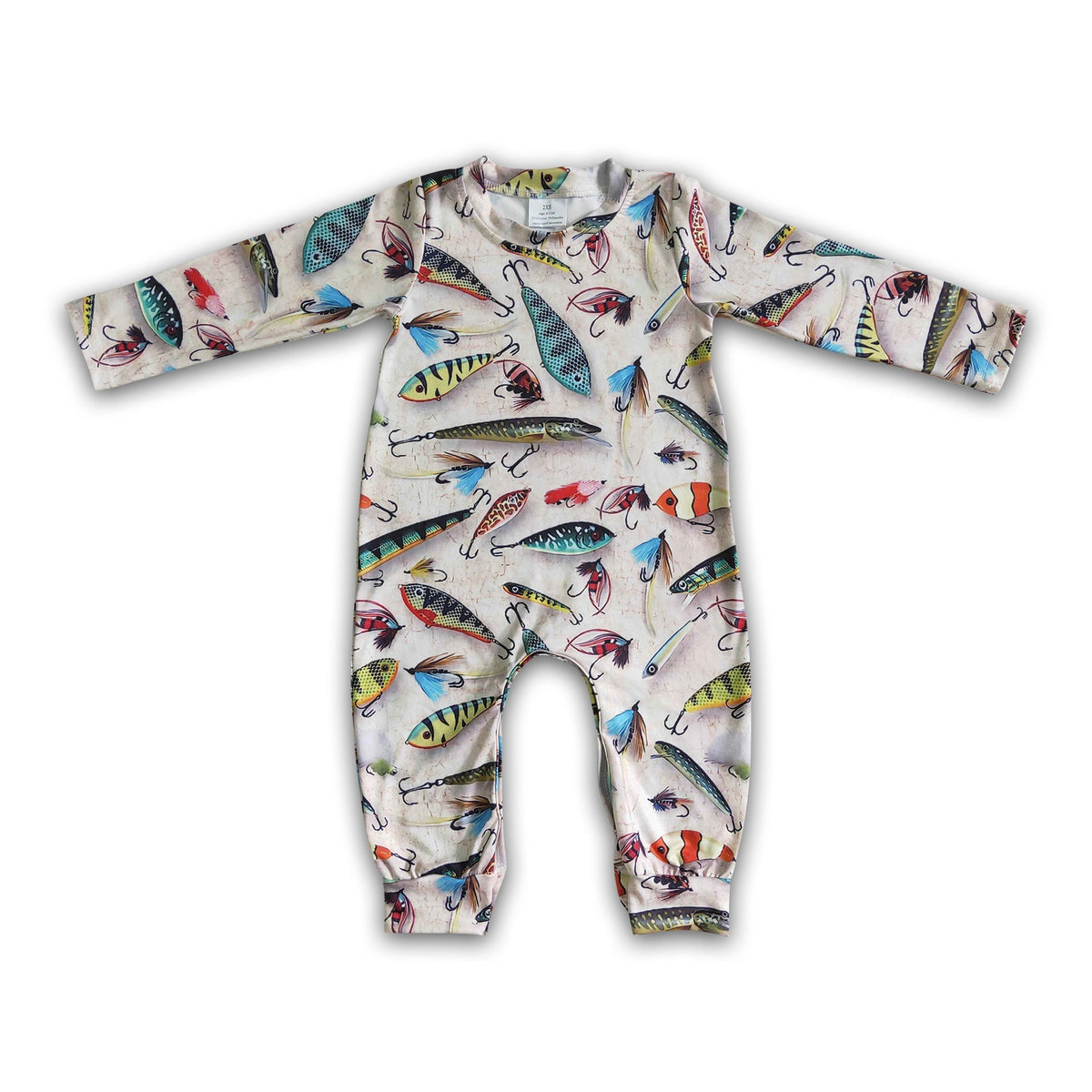 Fish print long sleeve baby boy romper