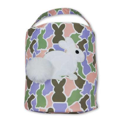 Colorful camo rabbit embroidery kids Easter basket