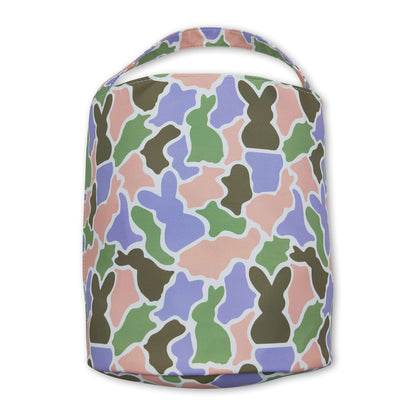 Colorful camo rabbit embroidery kids Easter basket