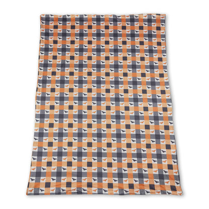 Orange plaid bat baby kids Halloween blanket
