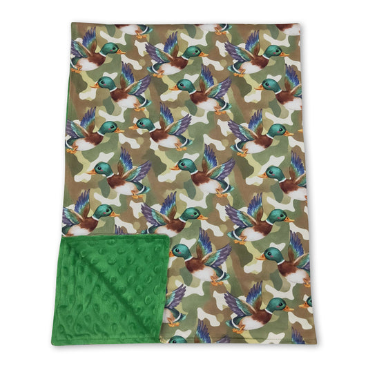 Duck camo green hunting baby boys blanket