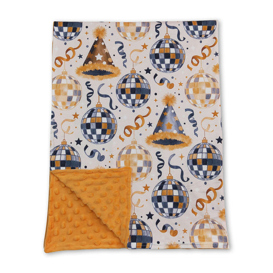 Gold polka dots minky baby Happy New Year blanket