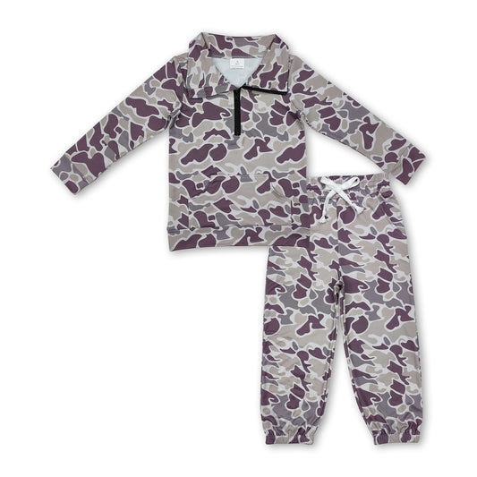 Camo pocket zipper pullover pants kids boys clothing