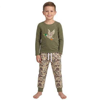 Camo duck embroidery cotton top pants boys outfits