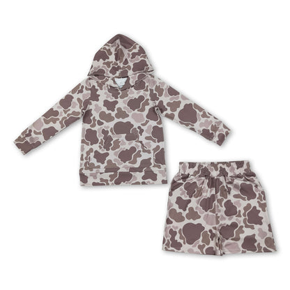 Long sleeves khaki camo hoodie shorts kids boys outfit