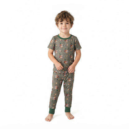Short sleeves duck call hunting kids boys pajamas