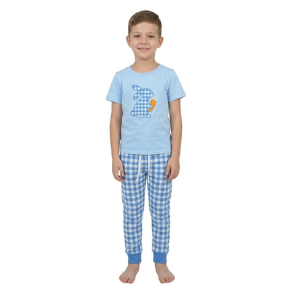 Plaid rabbit carrot embroidery top pants boys easter outfits