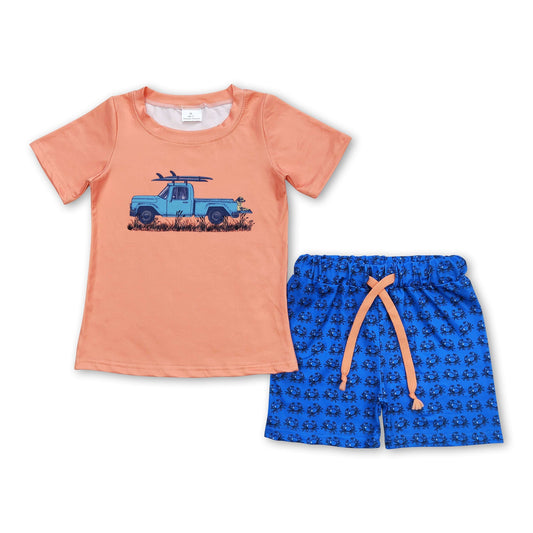 Short sleeves dog trunk top crab shorts boys clothes