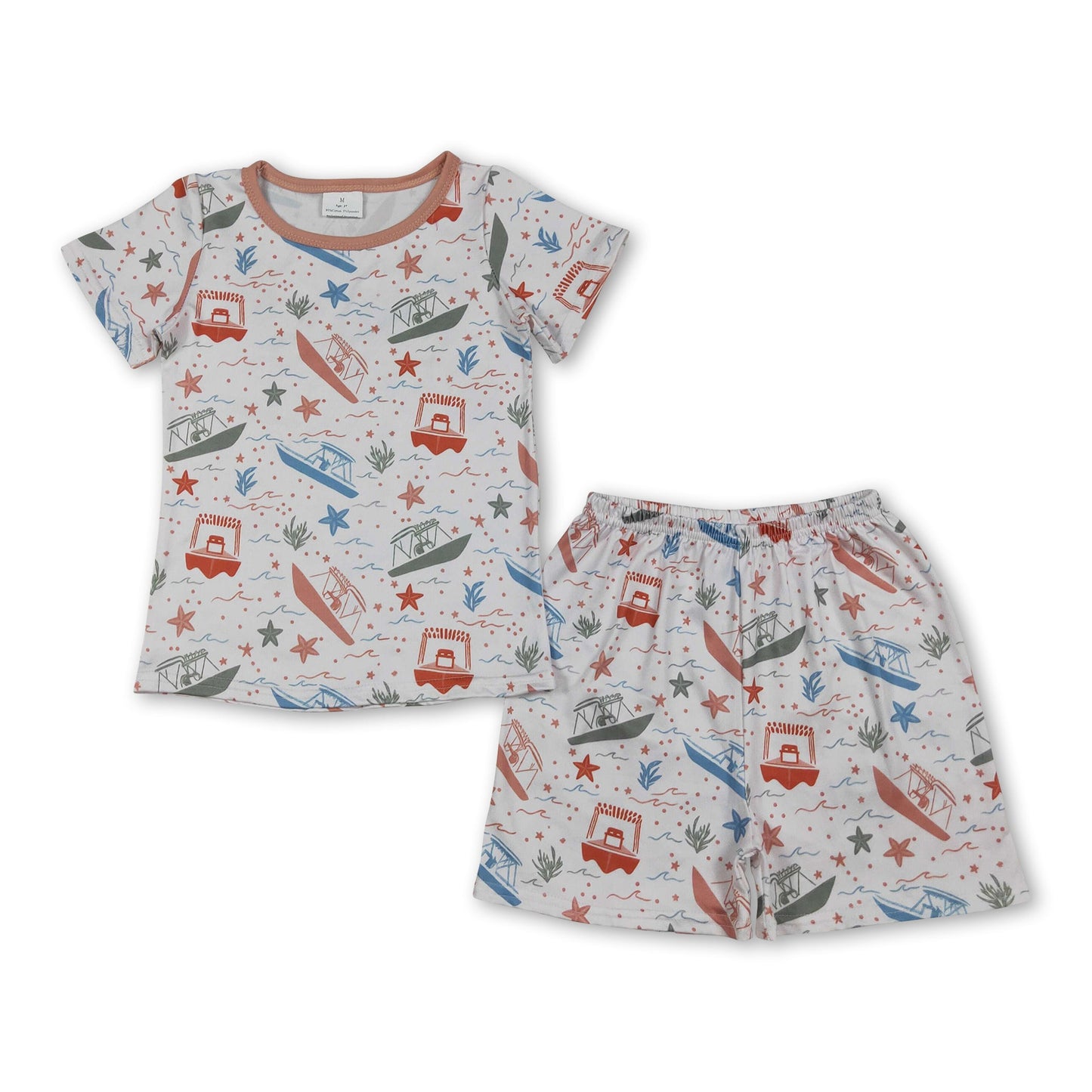 Short sleeves boat top shorts kids boys summer outfits