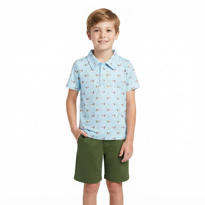 Short sleeves duck polo shirt olive shorts boys outfits