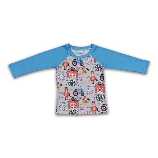 Cow chicken cow horse sheep kids boy farm shirt