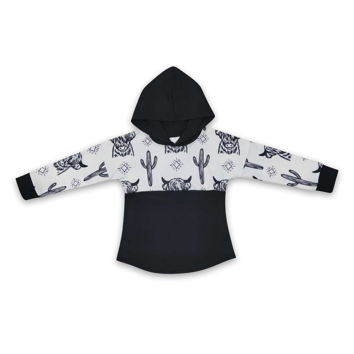 Highland cow cactus black baby boy hoodie