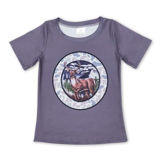 Short sleeves camo deer kids boy shirt