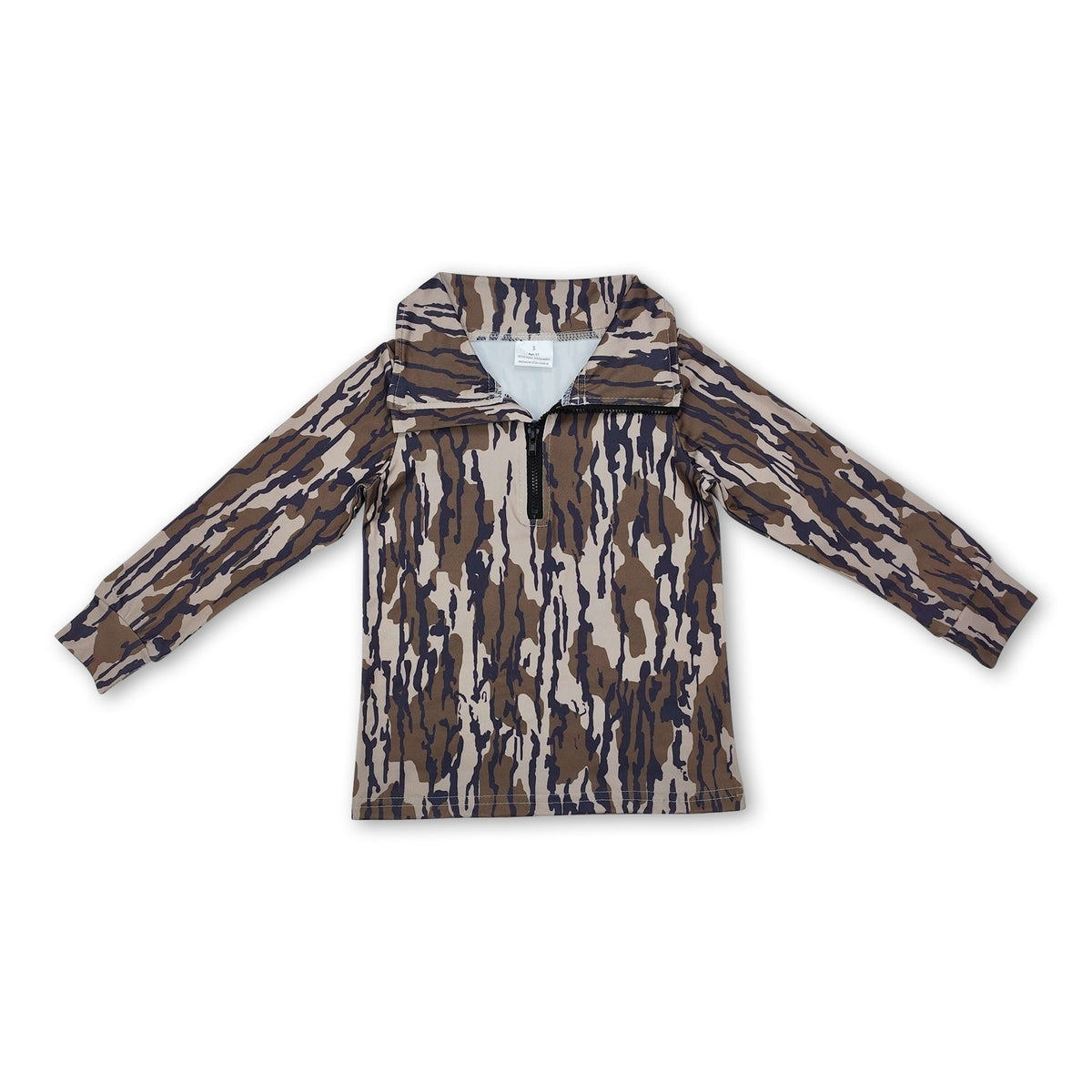 Long sleeves camo boys hunting zip pullover