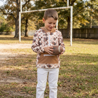 Long sleeves plaid football stars kids boys zip hoodie